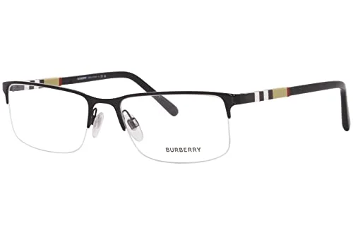 BURBERRY BE 1282 1001 Black Palladium Metal Semi-Rimless Eyeglasses 55mm…