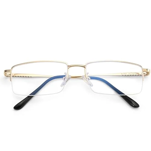 Dollger Rectangle Blue Light Glasses for Men Metal Anti Bluelight Blocking Glasses for Computer Fashion Eyeglasses Small Gold Half Frame 2